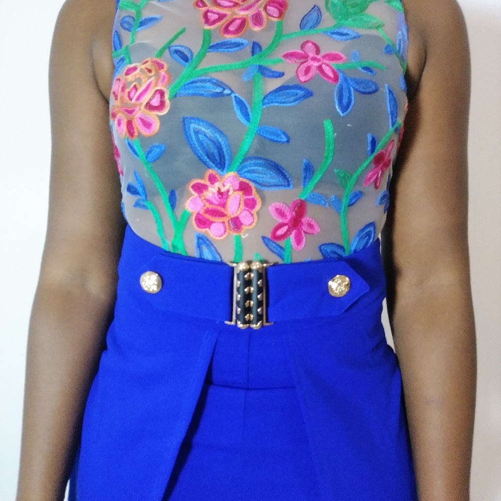 Royal Blue Embellished Jumpsuit